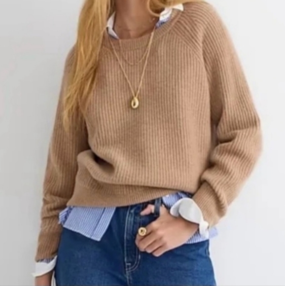J. Crew Sweaters - J. Crew Crewneck Cashmere Pullover Sweater Size Small Tan Camel Ribbed